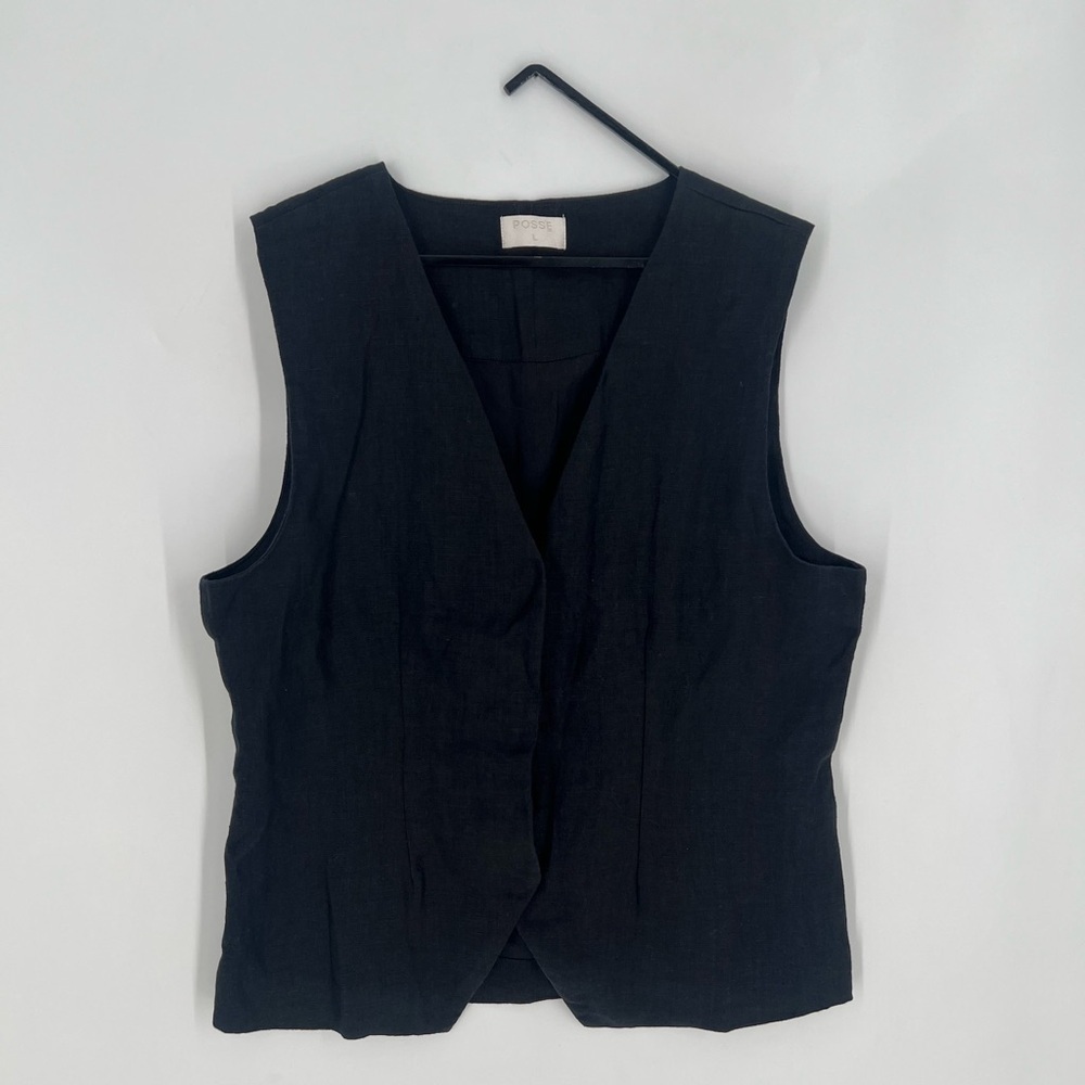 Posse Elijah 100% Linen Vest In Black